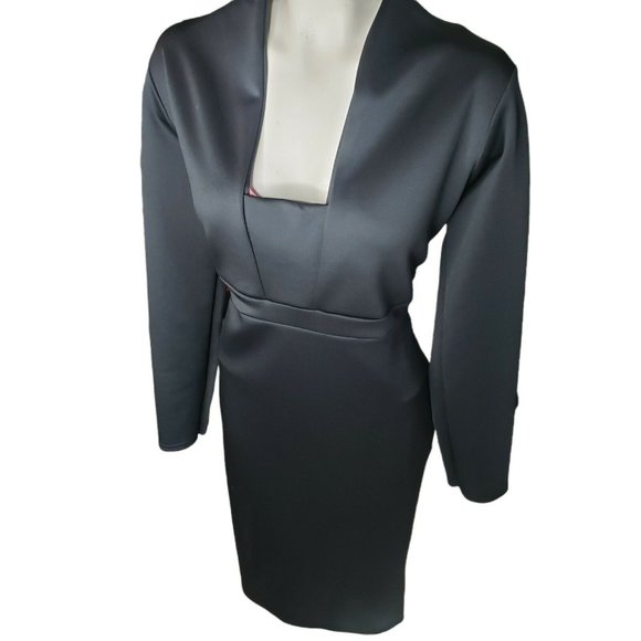 Boohoo Women's Deep Square Neck Plunge Midi Dress, Black Plus Size 18 - Picture 5 of 5